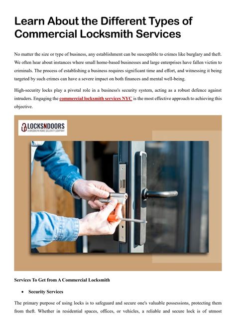 Learn About the Different Types of Commercial Locksmith Services by Locksndoors - Issuu