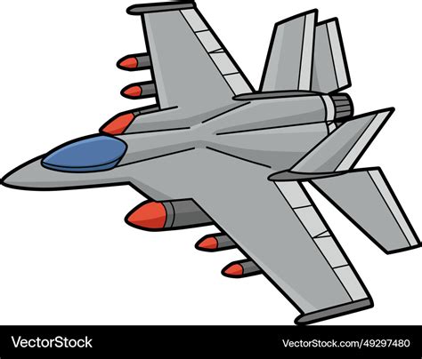 Jet fighter vehicle cartoon colored clipart Vector Image