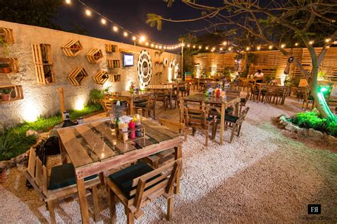 Outdoor Dining Area at Night