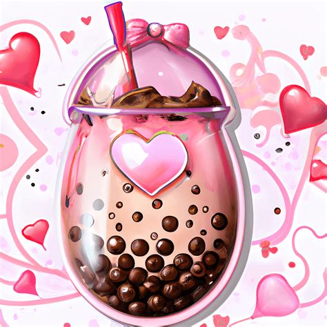 Valentines Day Boba Tea Doodle Graphic · Creative Fabrica