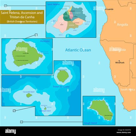 Saint Helena, Ascension and Tristan da Cunha map Stock Photo - Alamy