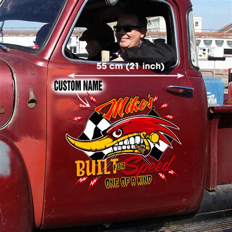 Personalized Hot Rod Mr Horsepower Built For Speed Door Art Decals - Dingmun