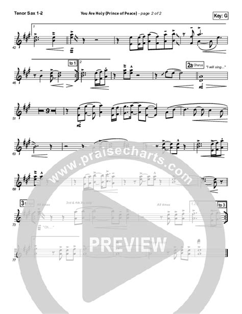 You Are Holy (Prince of Peace) Tenor Sax Sheet Music PDF (Michael W ...