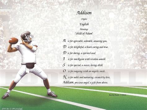 Items similar to Personalized Name Poem or Name Keepsake on Football Print - Free Shipping on Etsy