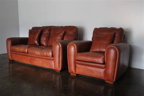 Sublime Duresta "Spitfire" 2.5-Seat Sofa and Armchair in Tan-Brown "Niven" Leather - Lord Browns ...