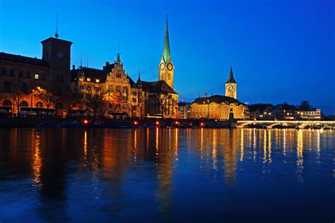 Switzerland, Rivers, Zurich, Night, HD Wallpaper | Rare Gallery