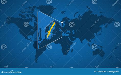 Detailed World Map with Pinned Enlarged Map of Sweden and Neighboring ...