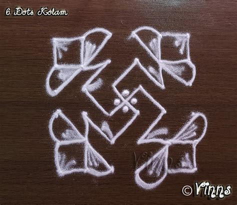 6 dots Swasthik Kolam || 6×6 Swasthika Muggulu || Rangoli | Vinns Kolam