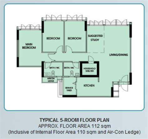 New BTO Flats: Floor Plan: 5 Room BTO Flat