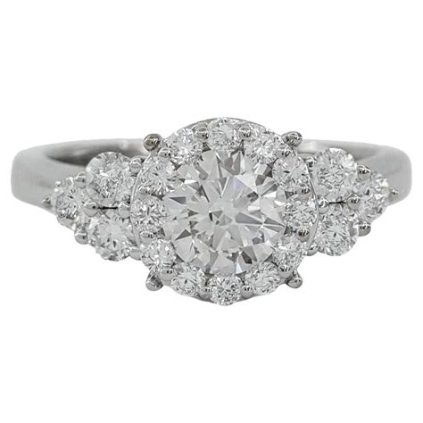 Round Cut Diamond Halo Engagement Ring For Sale at 1stDibs | round cut ...