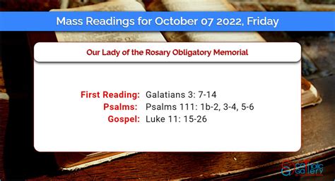 Daily Mass Readings 7th October 2022, Friday