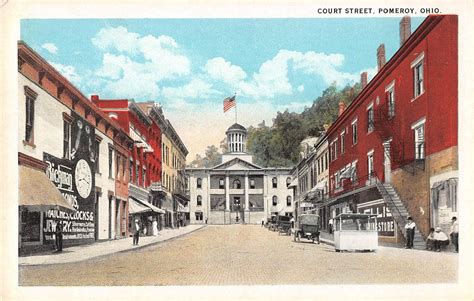 Pomeroy Ohio business district on Court Street antique pc (Z10756 ...