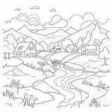 Landscape Coloring Page For Kids Outline Sketch Drawing 58% OFF sketch template