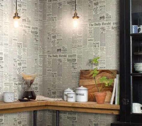 Newspaper wallpaper and other creations are a novel way to decorate.