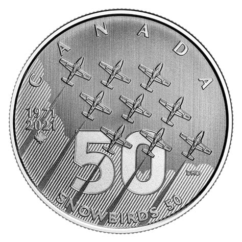 2021 (1971-) Canada $5 Moments to Hold: Canadian Forces Snowbirds 50th Anniversary 1/4 oz Fine ...