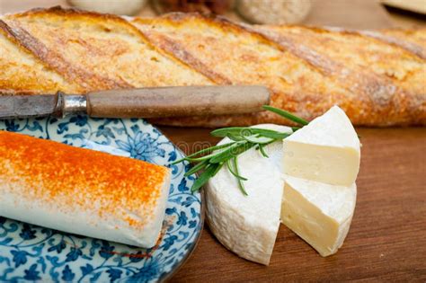 French Cheese and Fresh Baguette Stock Photo - Image of food, creamy ...