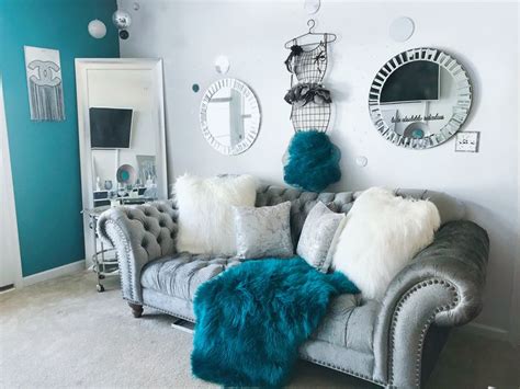 Grey turquoise and mauve living room | Teal living room decor, Turquoise living room decor, Teal ...