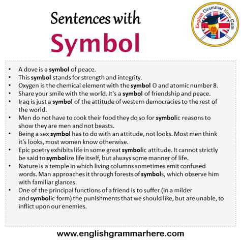 Sentences with Symbol, Symbol in a Sentence in English, Sentences For Symbol - English Grammar Here