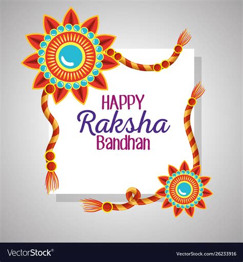 Raksha bandhan card with flowers bracelet Vector Image