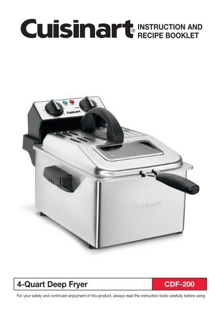 Cuisinart 4 Quart Deep Fryer -CDF-200 - MANUAL