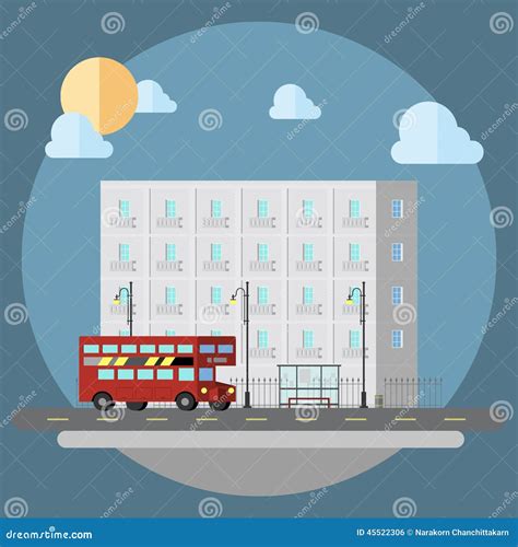 Flat Design of Cityscape Street Stock Vector - Illustration of landscape, design: 45522306