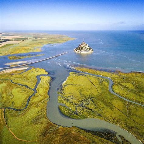 Le Mont Saint Michel and high tide from the air, Normandie, France. | Francesco, Instagram ...