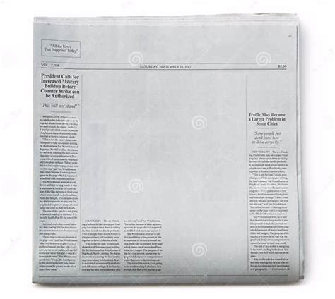 Fake Newspaper Front Page Partially Blank Stock Photo - Image of header ...