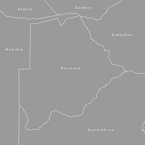 Vector modern illustration. Simplified map of Botswana in the centre and borders with ...