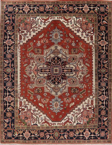 Geometric Red Heriz Indian Carpet Oriental Hand-Knotted Wool Area Rug 9x12 - Walmart.com ...