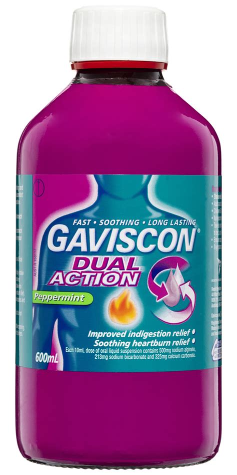 Gaviscon Dual Action Liquid Heartburn and Indigestion Relief Peppermint 600mL - IGA Superpharm ...