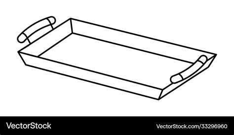 Linear drawing a food tray on a white Royalty Free Vector