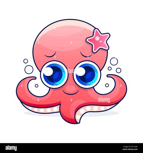 Cute red octopus cartoon vector Sketch Stock Illustration On A ...