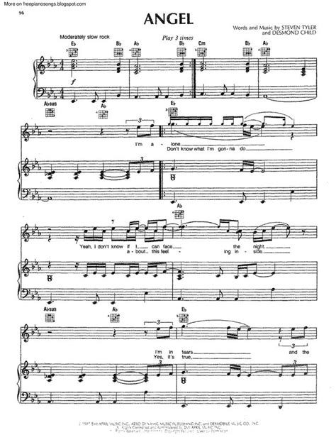 Angel free sheet music by Aerosmith | Pianoshelf