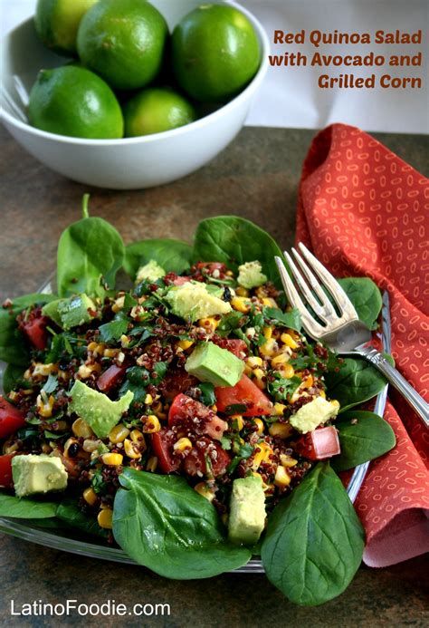 RED QUINOA SALAD WITH AVOCADO AND GRILLED CORN