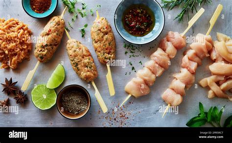 Various types of raw chicken meat on table Stock Photo - Alamy