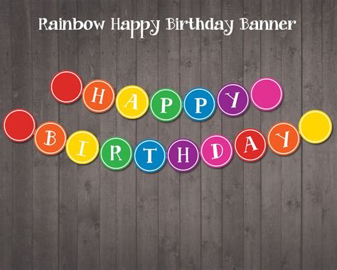 Printable Happy Birthday Banner for a Rainbow by RubyAndTheRabbit