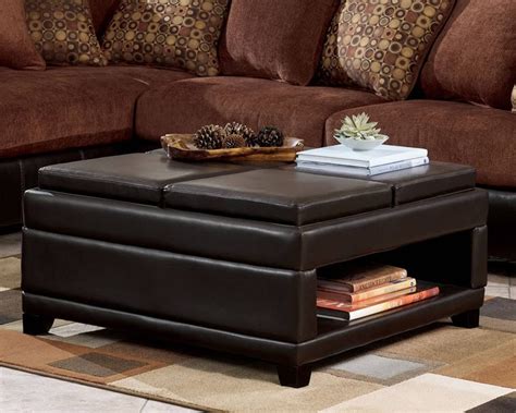Best 30+ of Brown Leather Ottoman Coffee Tables with Storages