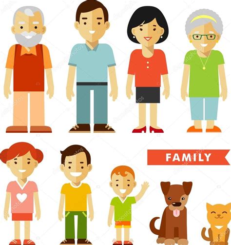 Set of seven family members in flat style Stock Vector Image by ...