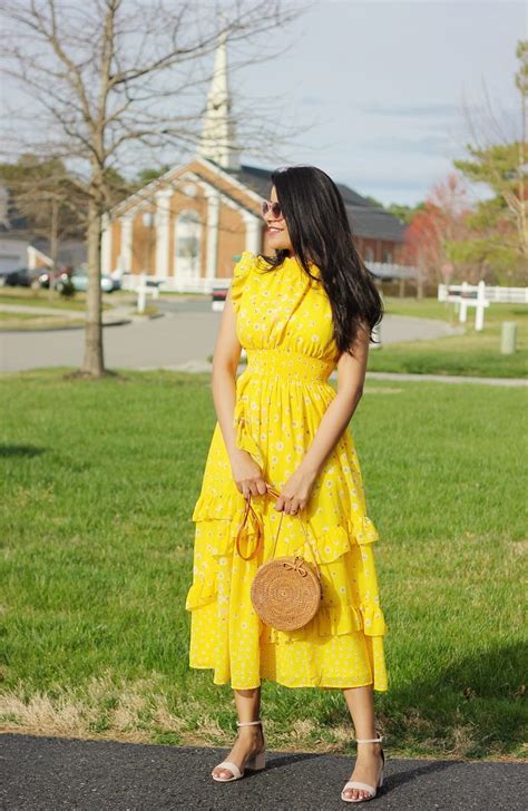 Spring / Summer Outfit Ideas, Yellow Dresses For Spring, Yellow Dresses For Summer, Yellow Midi ...