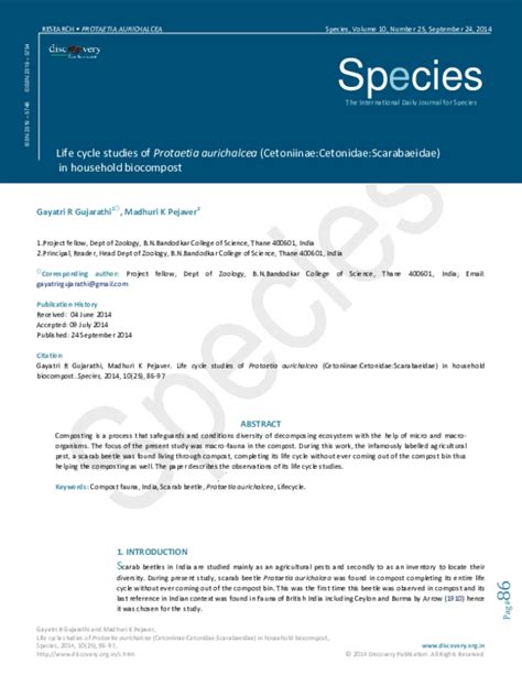 (PDF) Life cycle studies of Protaetia aurichalcea (Cetoniinae:Cetonidae:Scarabaeidae) in ...