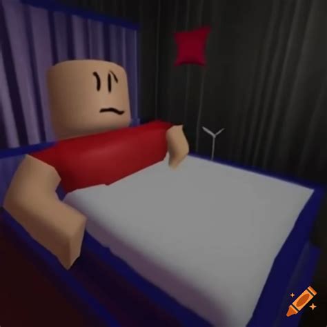 Roblox character sleeping in bed on Craiyon