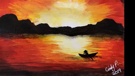 Painted Row Boat Sunset in a minute - YouTube