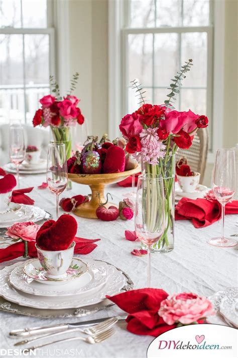 Wunderschöne DIY Ideen für romantische Tischdeko zum Valentinstag