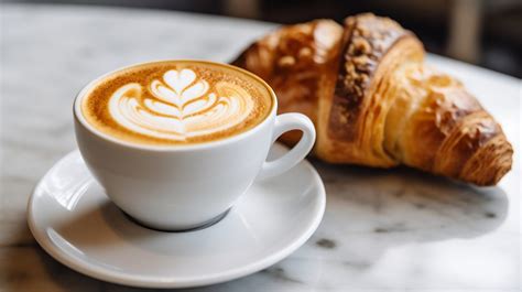 Coffee latte with croissant | Food images • Foodiesfeed • Free food ...