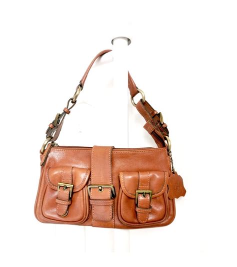 Mini vintage dark tan shoulder bag, Tan Leather clubb… - Gem