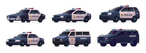 Collection Of Police Cars Of Various Types City Urban Police Car Van Suv Pursuit And Swat Truck ...