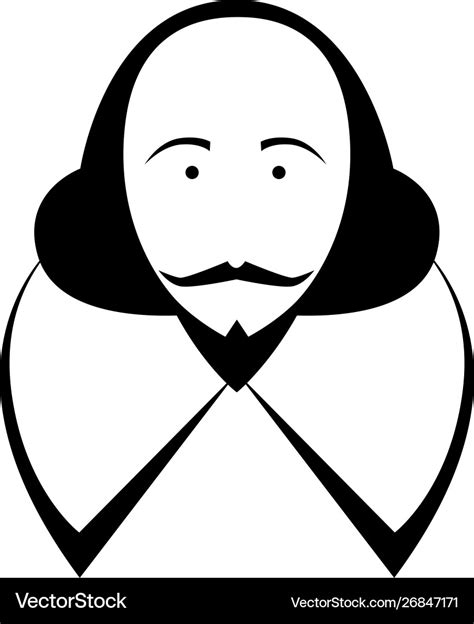 William shakespeare cartoon portrait in line art Vector Image