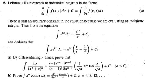 Solved 5. Leibnitz's Rule extends to indefinite integrals in | Chegg.com