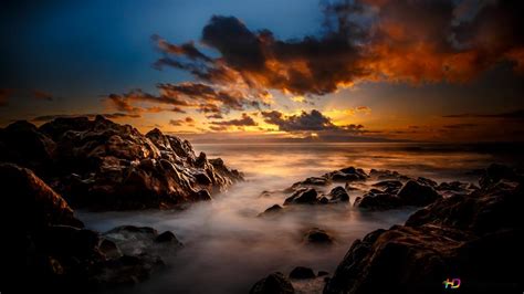 Sunset and the rocks 4K wallpaper download