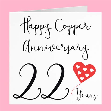 Buy 22nd Wedding Anniversary Card - Happy Copper Anniversary - 22 Years ...